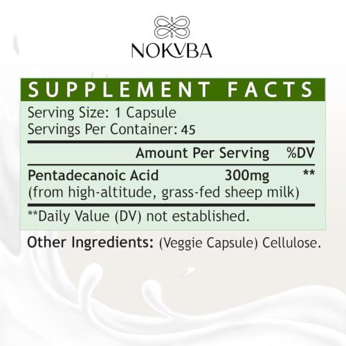 Image of Pentadecanoic Acid C15:0 Supplements 300mg High-Altitude Sheep Milk Sourced | 45 Capsules