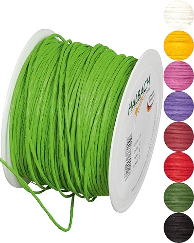 Halbach Seidenbänder Papierdraht aus Recyclingpapier mit draht - Breite 2mm Länge 100m - Papierkordel zum basteln und für die Floristik - Basteldraht für kreative Ideen - Farbe: grün