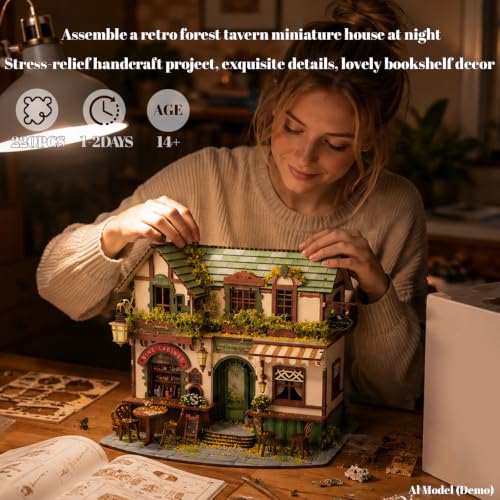 WowMoment Book Nook Kit, Forest Whisper Cottage, Wooden DIY House - image 5