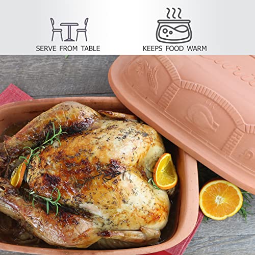 Eurita by Reston Lloyd All-Natural Clay Roaster, 6.25-Quarts Terracotta by Reston Lloyd - Image 2