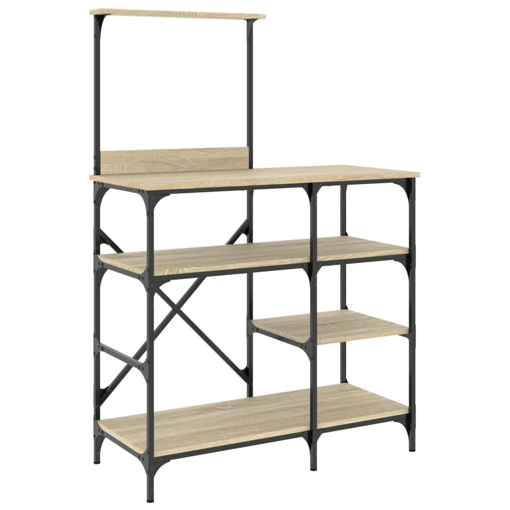 Generisch Bäckerregal Sonoma-Eiche 90x40x132 cm Holzwerkstoff und Metall,Heim Garten,Küche Esszimmer,Küchenhelfer -utensilien,Küchenorganizer,Küchenutensilienhalter -ablagen-845417