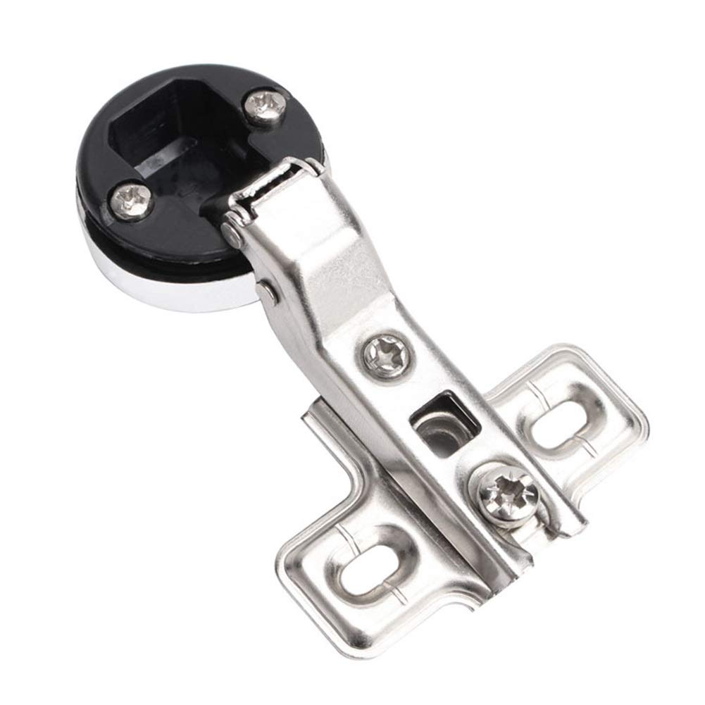 6pcs 26mm Cup Screws Home Wine Cabinet Hardware Tool for Kitchen Cupboard Widened Cup Cold Rolled Steel Fixed Hinge Household Hardware(Color:Straight Arm)