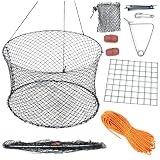 Drasry Crab Ring Trap Two Ring Crab Kit with Harness and Bait Clip Fishing Crabbing Net for Board Kayak Dock and Pier Net 17.7 * 17.7 * 11.8 in / 45 * 45 * 30 cm 1PCS