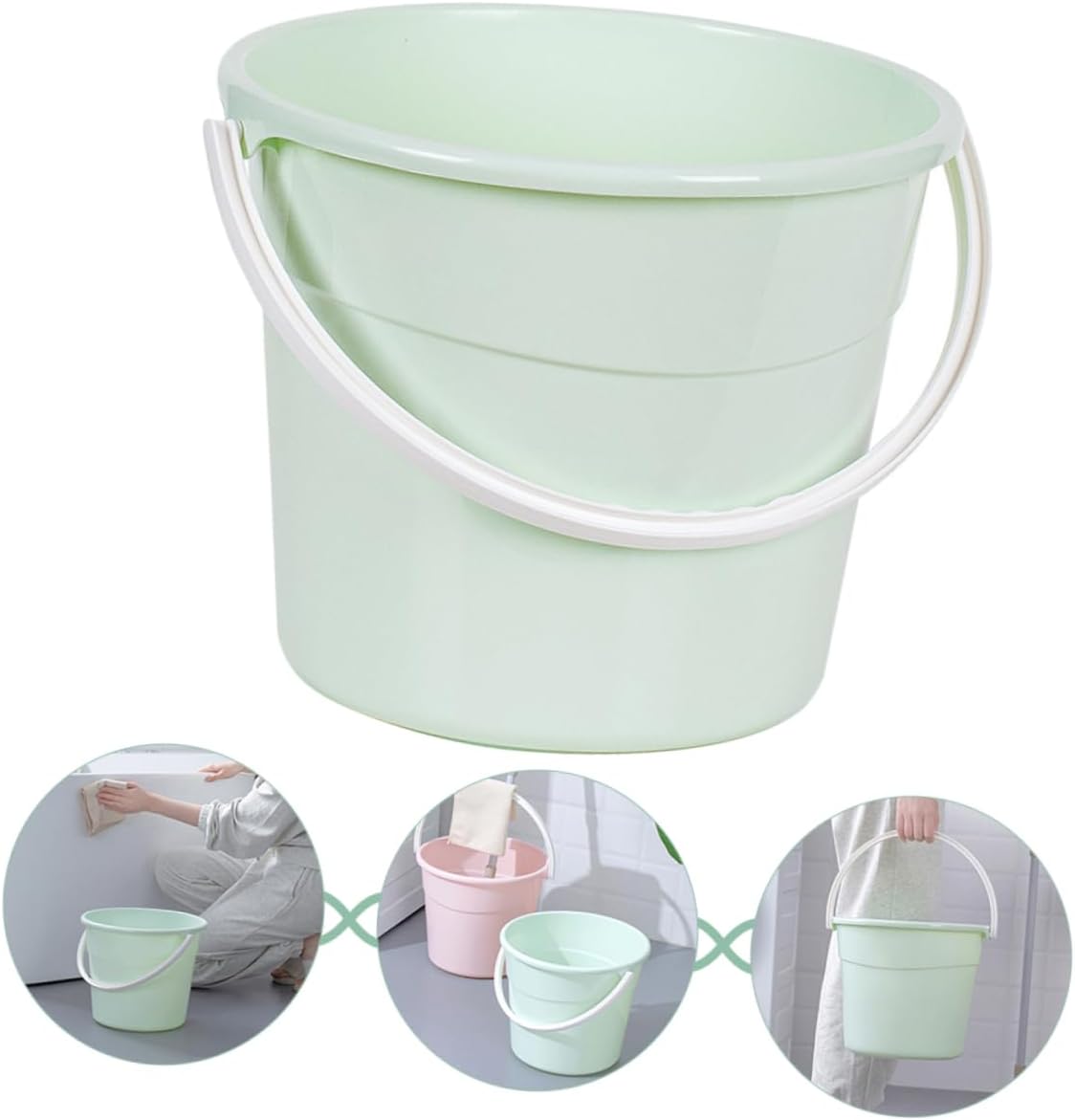 PRETYZOOM Heavy-Duty Round Water Storage Bucket Cleaning Bucket Handle with Material