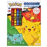 Pokémon Coloring & Activity Book with 4 Crayons | Included Over 30 Stickers, Games, Puzzles, Pokémon Cards & More | Pokémon Characters Coloring Book Gifts for Kids of All Ages, Boys & Girls