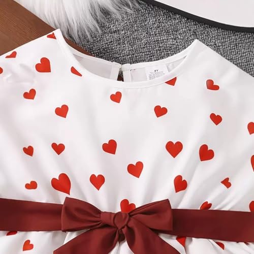 Image of Girls Valentine's Day Outfit Heart Love Print Sweatshirt Kids Girls Clothes Set