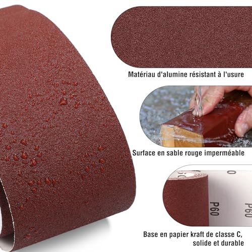 WORKPRO Lot de 4 Rouleaux de Papier Abrasif 93MM x 5M – vue 3