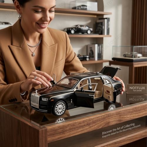 Image of 1:24 Rolls-Royce Phantom Diecast Metal Car - Realistic Pullback Toy with Lights & Sounds for Boys, Kids, and Car Collectors [Multicolor] [Pack of 1]