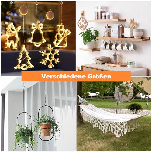 Rhimooay Schraubhaken Klein 304 Edelstahl 10 Stück, Hakenschrauben mit Gewinde, Haken zum Schrauben, Gewindehaken, Einschraubhaken Robuste Rostfrei Becherhaken（M3-40mm）