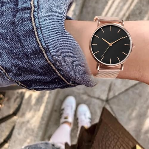 Relógio Feminino Minimalista Delicado Elegante Analógico Quartz Original De Pulso Grande (Rose Doura