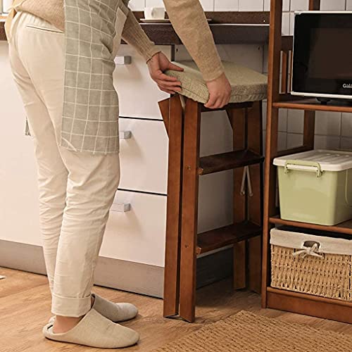 Taburete de escalada DASHADAO de madera maciza y escalera plegable 3