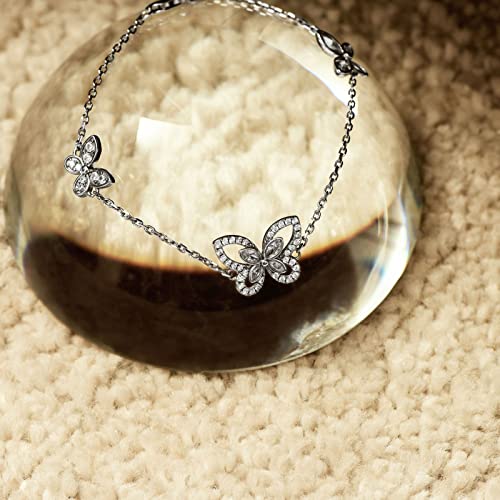 Sismiurra Butterfly Bracelets For Women 18K White Gold Plated Chain Crystal Link Bracelets Birthday Charm Jewelry Gifts For Teen Girls #TOP4