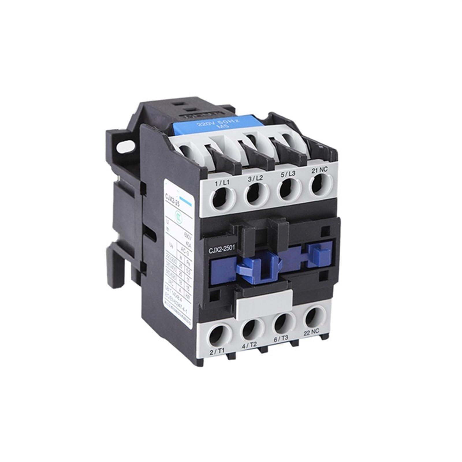 1 Uds CJX2 LC1 AC Contactor fase 3 polos sin voltaje de bobina 380V 220V 110V 36V 24V 50/60Hz montaje en carril Din 3P + 1NO abierto Normal(CJX2-0910 220V)