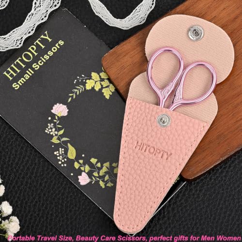 Image of Small Pointed Scissors for Women Men Facial Hair, Beard, Mustache | Mini Grooming Scissor Little Travel Shears, for Eyebrow, Eyelash, Sewing, Embroidery, Craft, Detail Thread Cut with Sheath