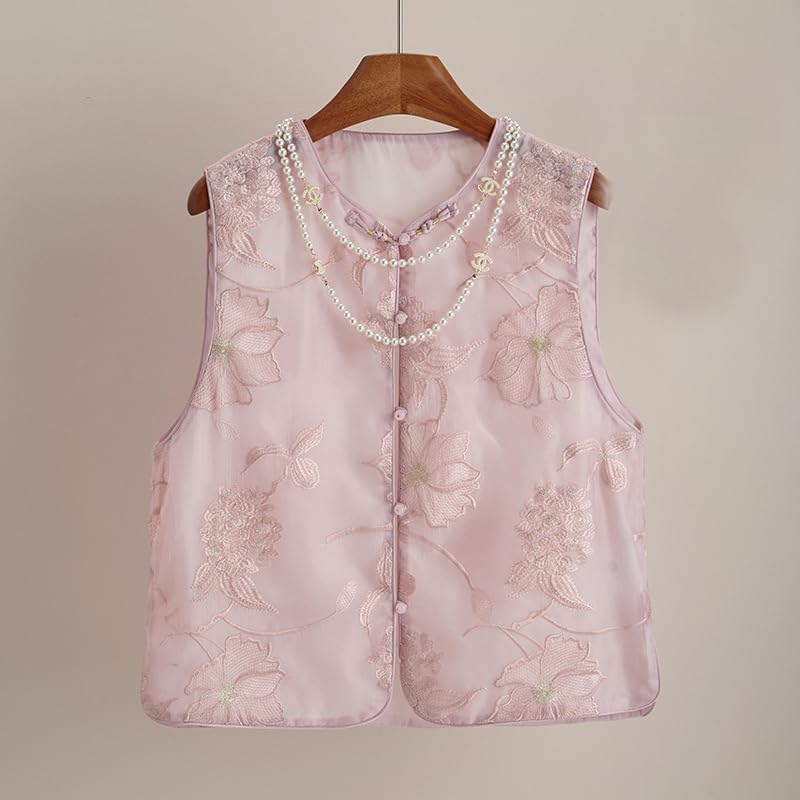 Chaleco de verano para mujer elegante con bordados de estilo oriental 4