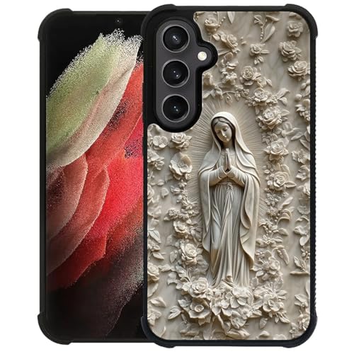 ZHEGAILIAN Case for Samsung Galaxy S23 FE | Shockproof 4 Corner Air Cushion + Soft TPU Bumper with Anti-Slip Grip & Stylish Pattern for Men Boys & Woman Girls | Elegant Ivory Religious