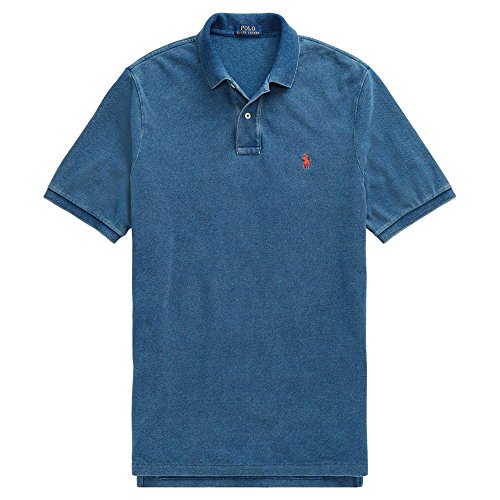 Image of Polo Ralph Lauren Men Custom Fit Mesh Pony Logo Shirt (XXL, MediumIndigo)
