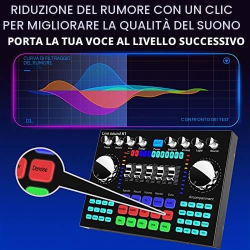 K1 Computer Telefono Cambiatore di Voce HiFi Live Sound Card Mixer Board Streaming Audio Bluetooth 5.0 Universale