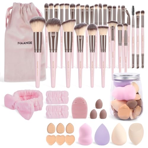 MAANGE Makeup Brush Set, 51 Pcs Makeup Tool Set Premium Synthetic...
