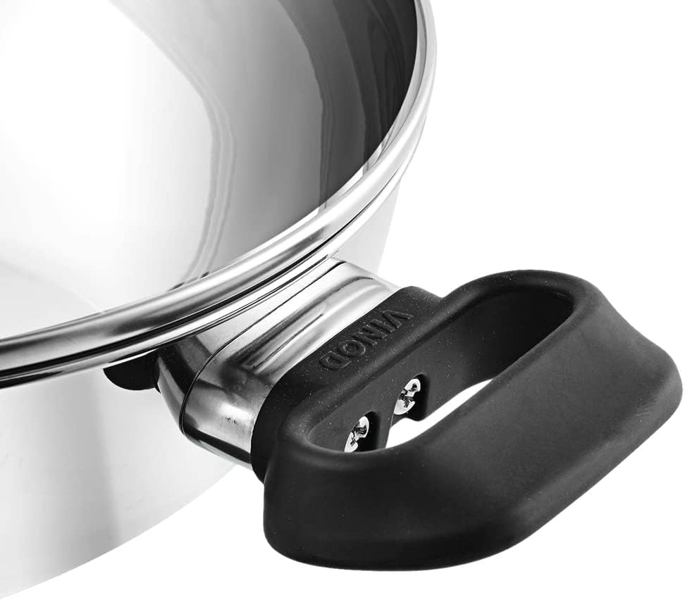 Vinod Induction Base Deluxe Kadai Wok Frypan Stainless Steel Cookware with Top Glass Lid, 18cm, 1.2L