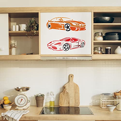 FINGERINSPIRE Sportwagen Schablone 21x29.7 cm Wiederverwendbare Roadster Malschablone DIY Kunst Klassisches Auto Muster Dekorationsvorlage Rennschablone Zum Malen Auf Holz Wand Und Möbel