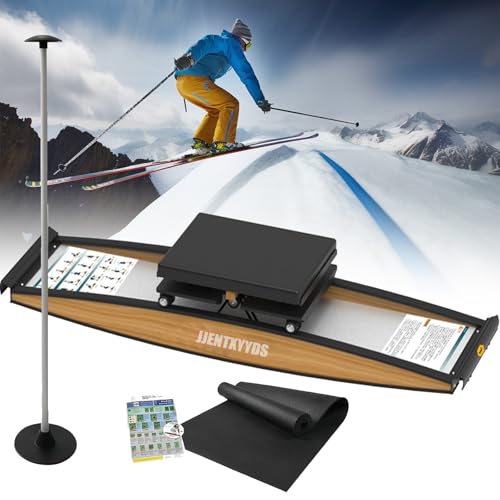 Ski Exercise Trainer Machine,Hip Body Balance Exercise Machine,Ski Simulator Leg Exercise Equipment,150kg Load, for Abdomen and Leg Training, with Ski Poles and Mats