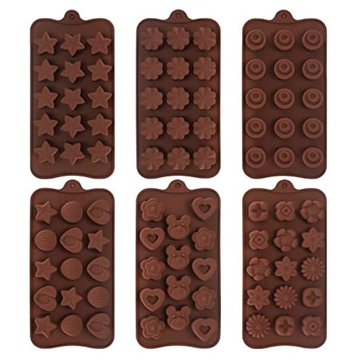 6 Stk Pralinenformen Silikon, Backformen Set Silikon zum Backen, Schokoladenform, Eiswürfelform, Fondant Kuchen Formen für Herstellung Schokolade Muffin Cupcake