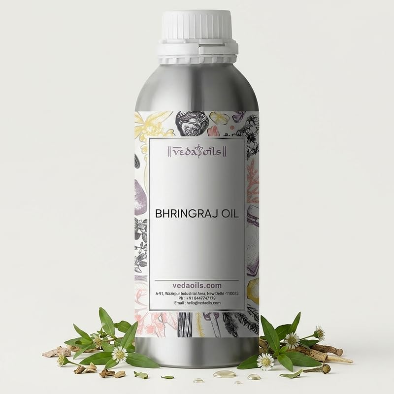 Image of VedaOils Bhringraj Hair Oil for Hair Growth 100ml | 100% Pure & Natural Cold Pressed Oil | Controls Hair Fall, Reduces Dandruff & Nourishes Scalp | Paraben & Silicone-Free | For All Hair Types