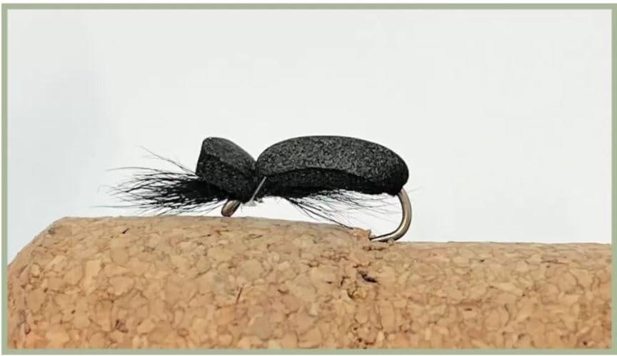 Barbless Black Beetles, Dry Trout Flies, choice of sizes, Best Beetle Flies, Surface fishing flies (12, 14)