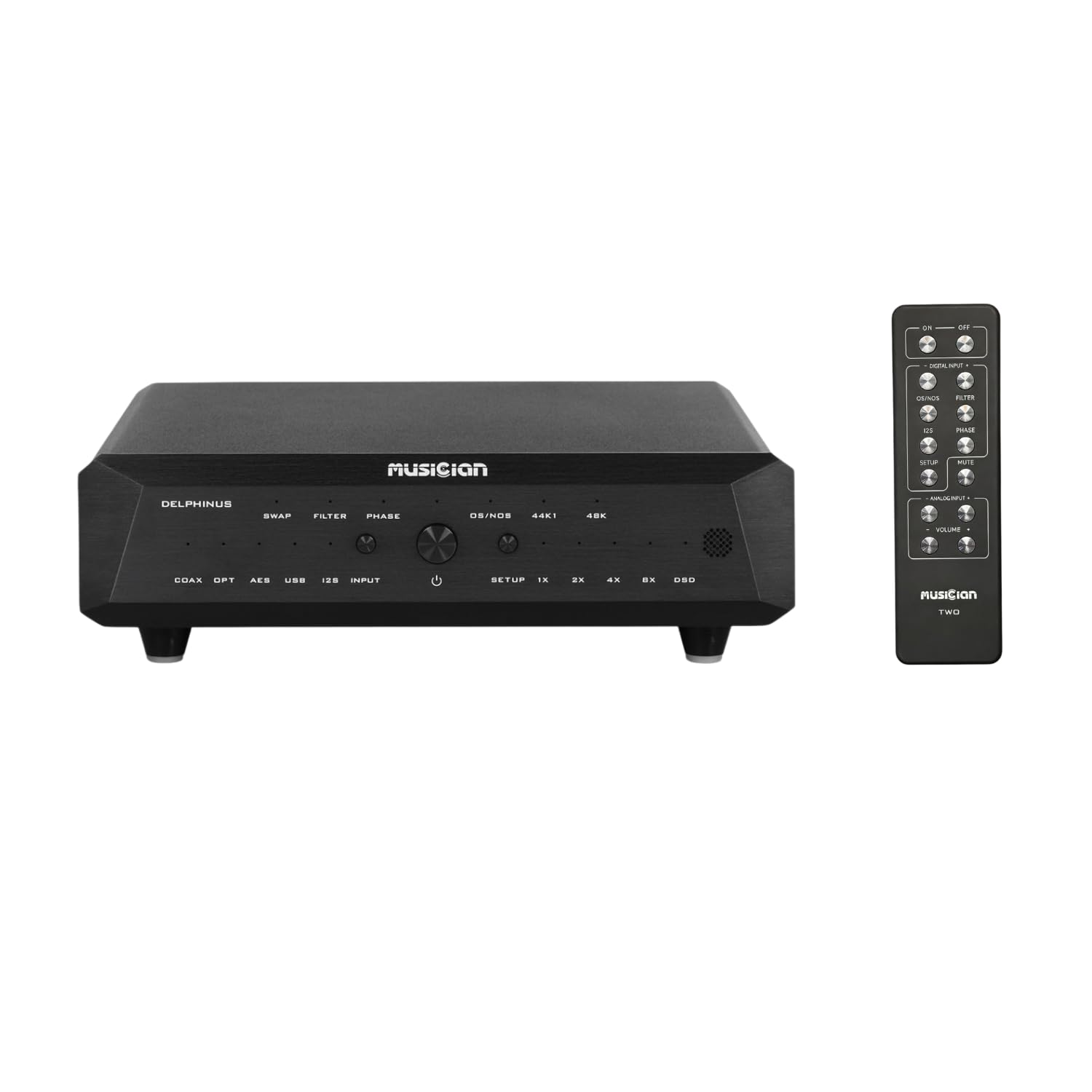 Musician Delphinus R2R DAC Decoder, DSD1024 PCM1536 HiFi Audio DAC, USB/I2S/AES/Coax/Opt Digital zu Analog Konverter mit Xlr/Rca Ausgang, Fernbedienung Desktop Audio D/A Konverter, Schwarz