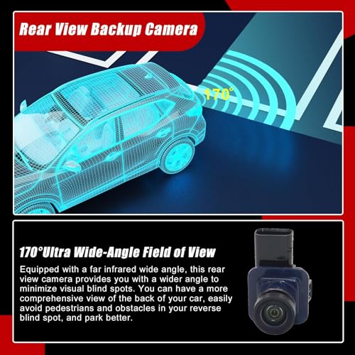 Image of SecosAutoparts Rear View Backup Camera 170 Wide-Angle HD Color Night Vision with Track Lines Compatible with Ford Transit 150 250 350 350HD 2015-2017 Cargo Van 2018 2019#CK4Z-19G490-A CK4Z19G490A