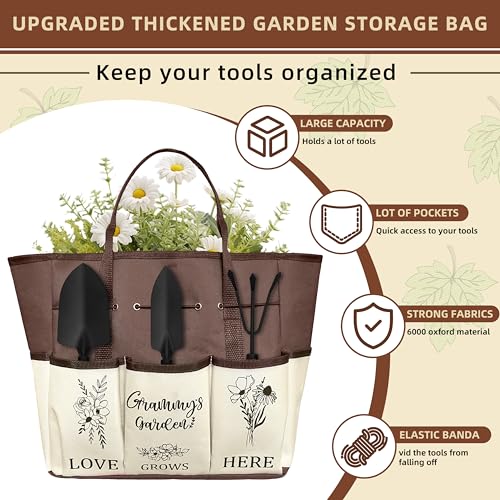 Set de herramientas para jardín con tote marrón miniatura 2