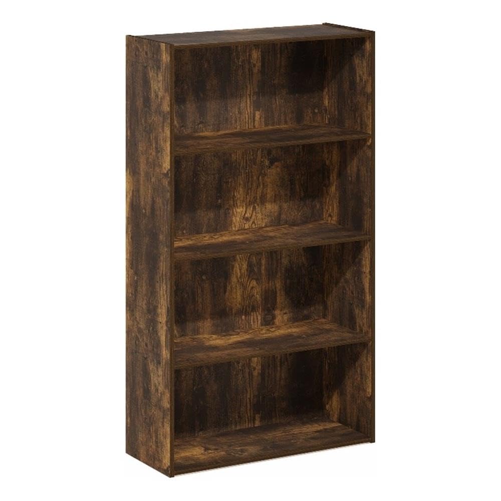 Furinno PASIR Book Shelf, 4-Tier Bookshelf, Bookcase with Open Shelf, 9.4 x 23.6 x 41.7, for Living Room, Bedroom, Home Office, Amber Pine
