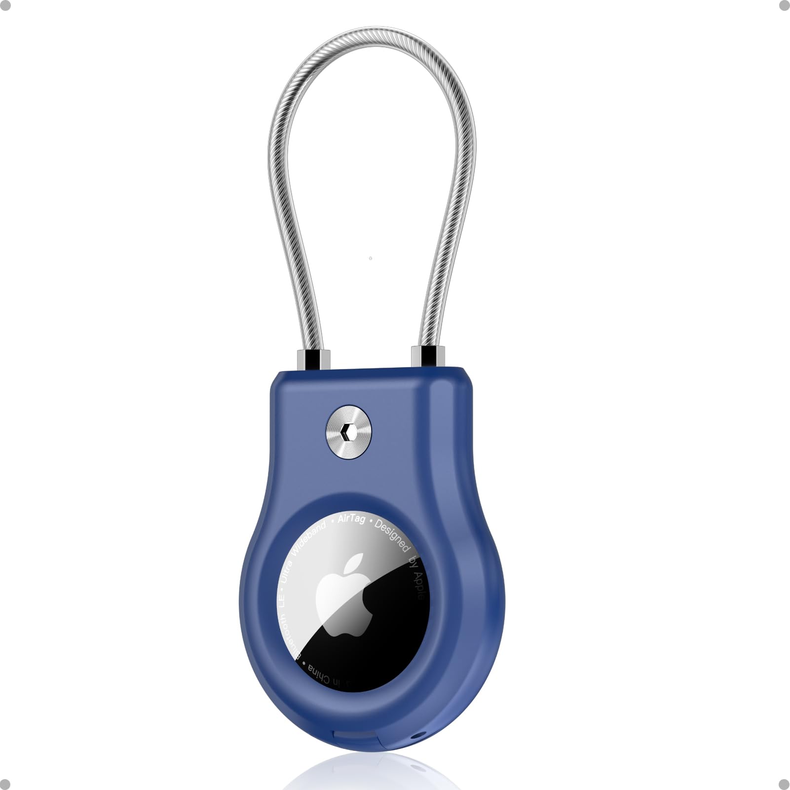AirTag Keychain Holder with Wire Cable - Airtag Case with Secure Lock Compatible with Apple AirTag - Durable Anti-Lost Protective Air Tag Keychain