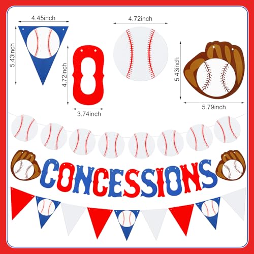153 Pcs Baseball Party Decoration Supplies Concession Banners 50 Set Sports Food Boat Hot Dog Food Trays Popcorn Bags Plastic Nacho Tray for Sport Baseball Birthday Party