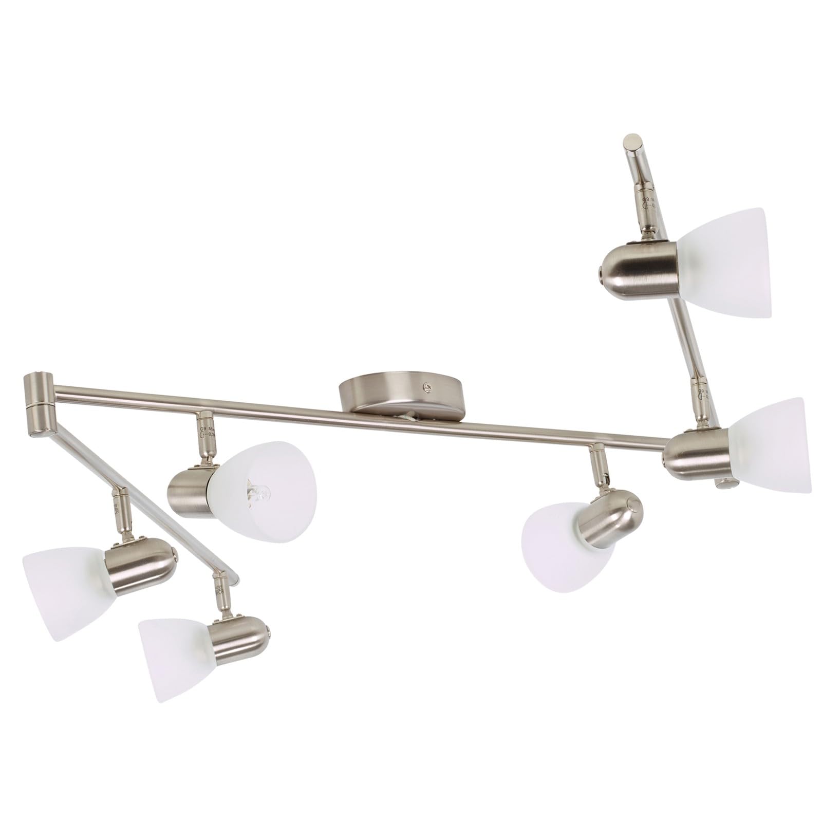 Urbnliving Warm White 6-Arm Modern Ceiling Spot Light Fixture – Satin Nickel Finish With Bulbs Included – Adjustable Contemporary Lighting For Living Room, Bedroom, Or Office