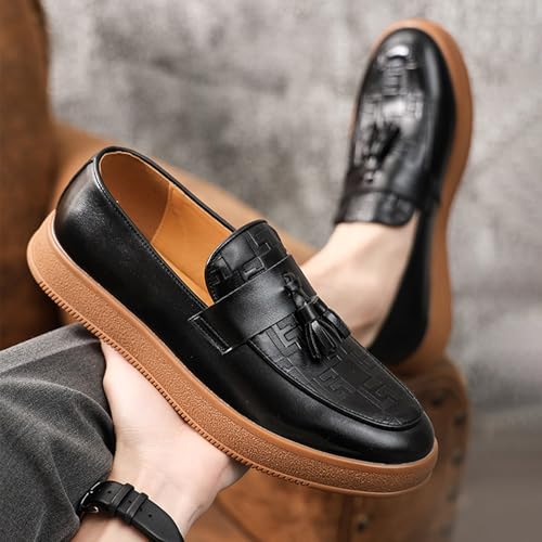 Men's Slip-on Thick-Soled Tassel Loafers-Stylish Non-Slip Round-Toed Comfortable Non-Slip Business Formal Shoes Party Wedding Business Casual Driving Shoes2
