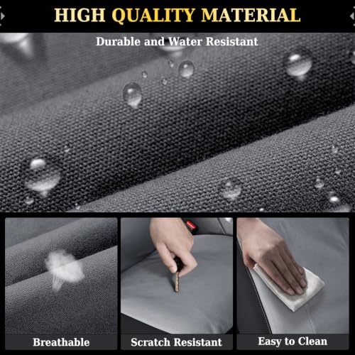 Image of Coverado Canvas Car Seat Covers, Waterproof Seat Protector Car Seat Cushions, Seat Covers Compatible Custom Fit for 2015-2026 Ford F150 & 2017-2026 Ford F250 F350 F450, Full Set, Gray