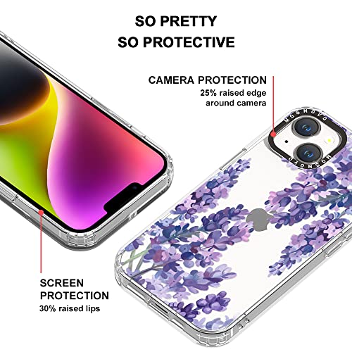 Mosnovo Compatible With Iphone 14 Case, [Buffertech 6.6 Ft Drop Impact] [Anti Peel Off Tech] Clear Tpu Shockproof Bumper Women Girl Phone Case Cover With Lavender Floral Designed For Iphone 14 6.1" #TOP3