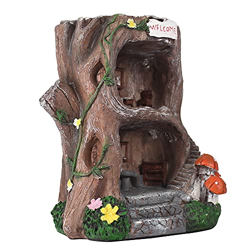 Marytumm Solar Light Fairy Tree House - Fun Natural Figurine Sculpture With Solar Led Lights For Indoor Outdoor Art Decorations, Patio Yard Lawn Ornaments Gift #TOP1