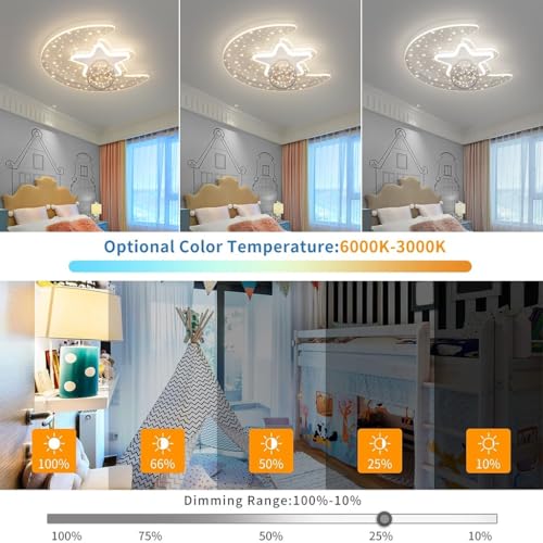 Plafonnier LED lune télécommandé avec intensité variable pour la chambre - 5