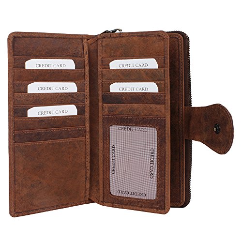 Cartera para Mujeres de Cuero - Bolsa de Cuero para móvil, Tarjetas de crédito y Efectivo por Rustic Town Cover