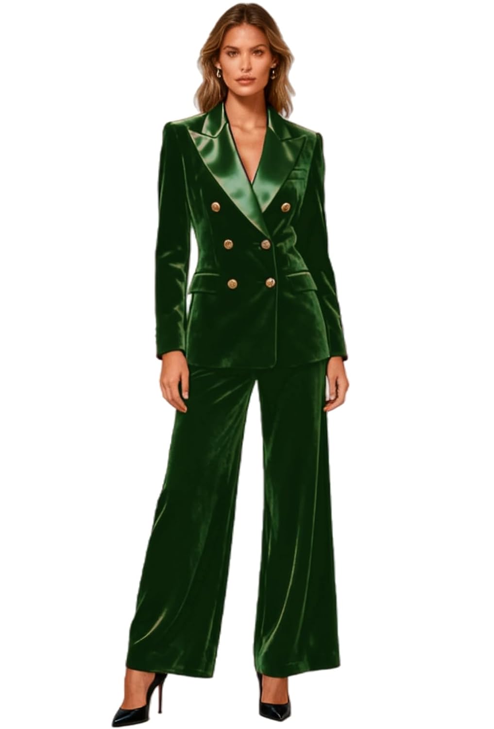 Womens Velvet 2 Piece Outfits Winter Suits Tuxedos Pantsuits Set Wedding Business Work Office