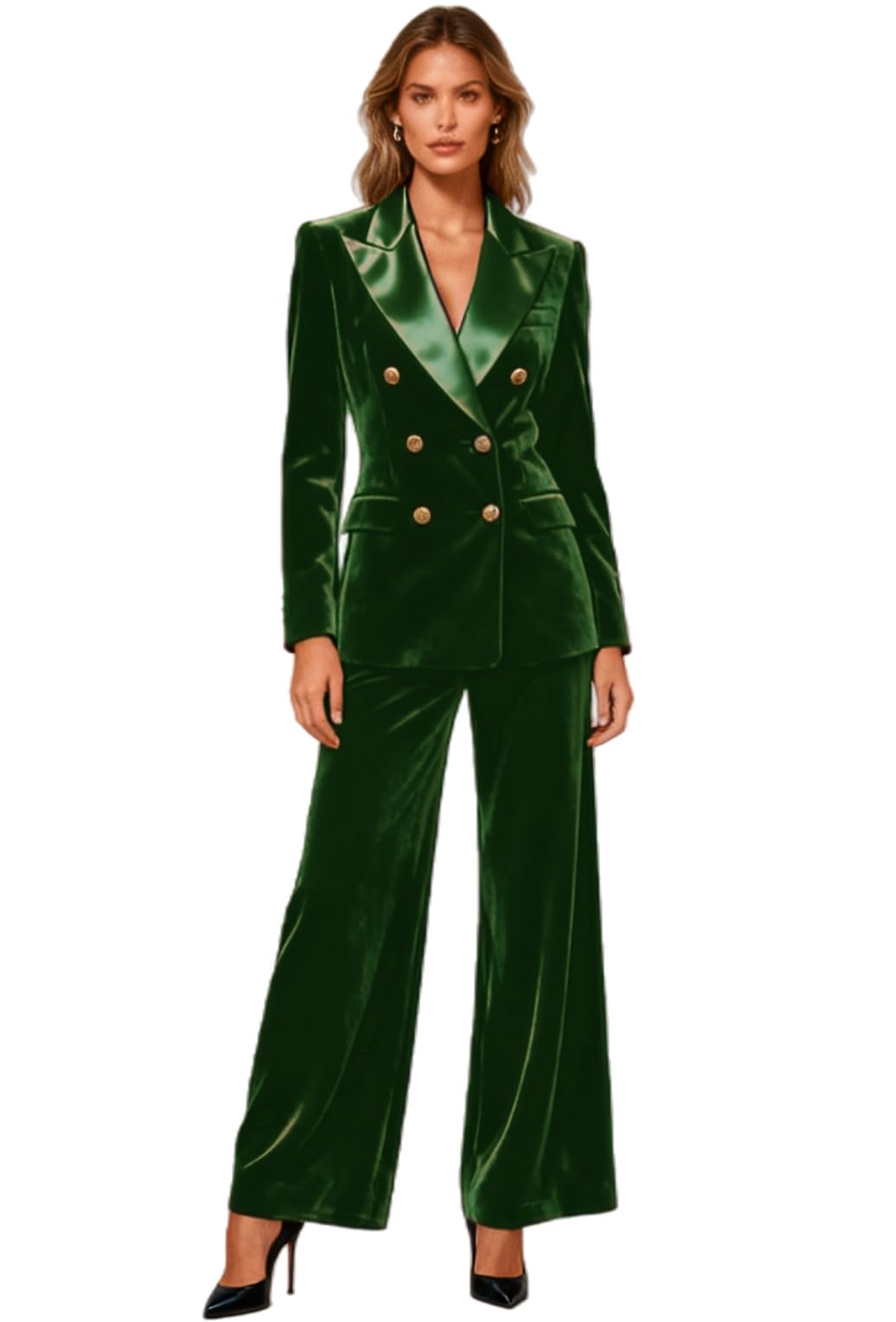 Womens Velvet 2 Piece Outfits Winter Suits Tuxedos Pantsuits Set Wedding Business Work Office
