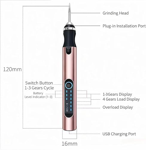 Miniatura 6 de Kit de bolígrafo de grabado recargable - Herramienta de grabado inalámbrica con 3 hojas de sierra para joyas, metal, madera, vidrio, piedra y