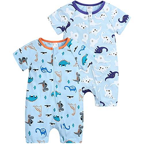 Pijama de 2 piezas para niños pequeños y niñas, de verano, ropa de manga corta, mono con impresión Romper#c 3-6 Meses Cover