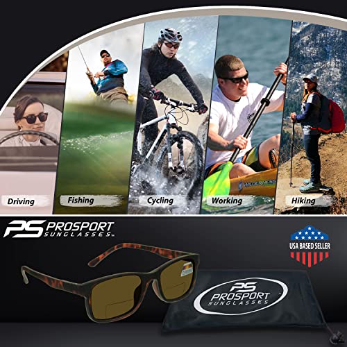 proSPORT Polarized Bifocal Brown Sunglasses+3.00 Readers with Magnetic Easy on and off Clip-on for Men and Women4