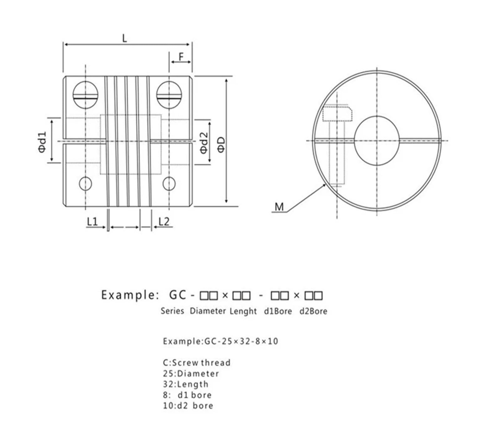 10 pièces de serrage de joint universel en aluminium d'accouplement d'arbre flexible, série GC D19-L23 D1D2(5-12), for coupleur CNC vibration parallèle angulaire
