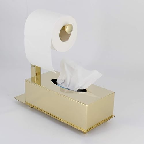 Miniatura 9 de NANA kimzcn - Funda rectangular para pañuelos con soporte de papel higiénico, elegante cubierta facial de papel de acero inoxidable, soporte moderno