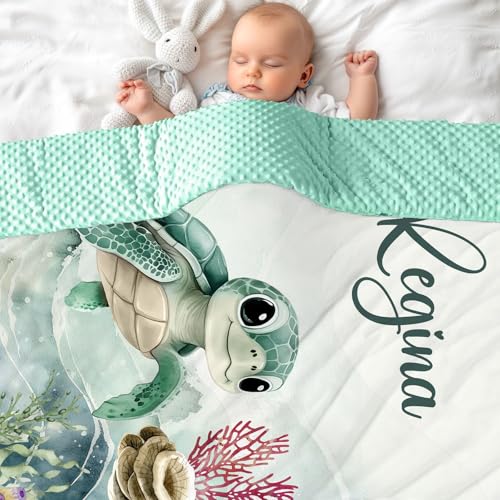 NIBESSER Couverture Bébé Personnalisée avec Noms Plaid Bebe Naissance avac Nom Douce et Douillette pour Landaus Berceau Noël Anniversaire Famille